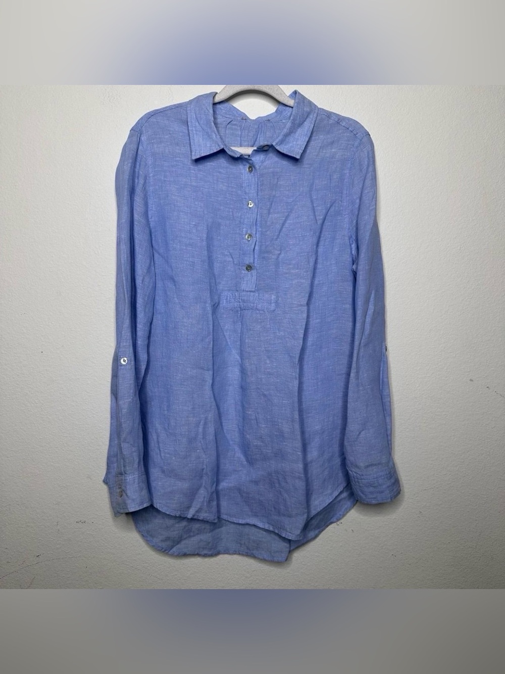 J. Jill Light Blue Linen Tunic Shirt